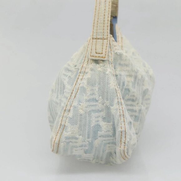 FENDI Zucca Canvas Shoulder Bag Denim Light Blue Gold Auth 140817 - Picture 6 of 16